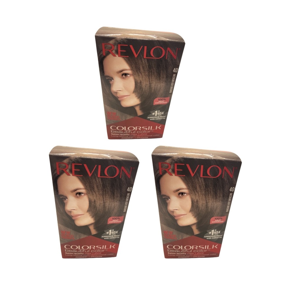 Revlon Colorsilk Medium Ash Brown‎ Hair Color #40 Ammonia-Free Lot of 3